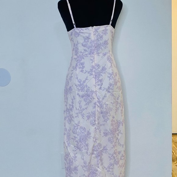 Shein MOD Floral Print Split Thigh Midi Dress - Picture 4 of 6